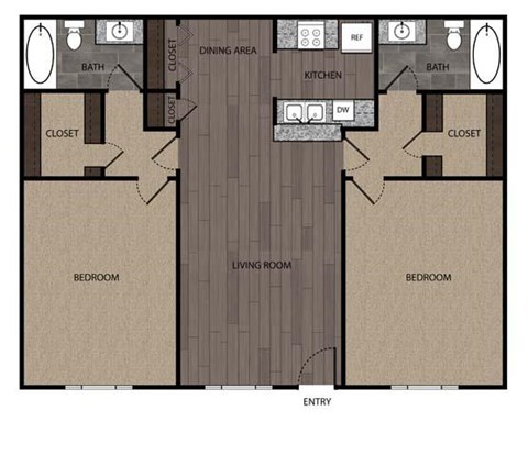 2 bedroom 2 bath at Willow Creek Apartments, Houston, TX, 77012